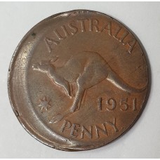 AUSTRALIA 1951 . ONE 1 PENNY . ERROR . HUGE MIS-STRIKE